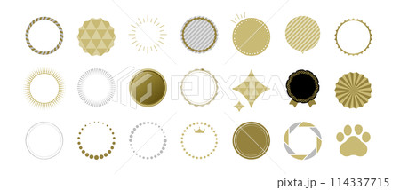 デザインのワンポイントに使いやすいいろいろな丸型フレームのセット 114337715