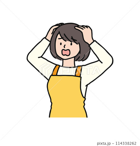 頭を抱える主婦 114338262