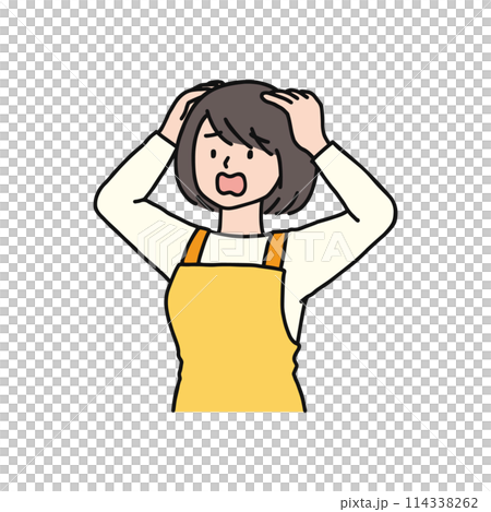 頭を抱える主婦 114338262