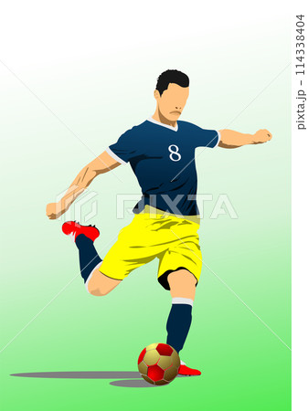 Soccer player poster. Vector Color 3d illustration 114338404