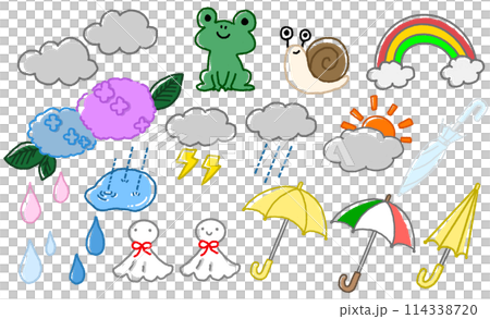 Cute rainy season hand drawn illustration set 114338720