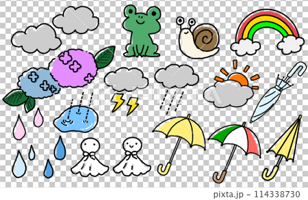 可愛的雨季手繪插畫集 可愛的雨季手繪插畫集 114338730