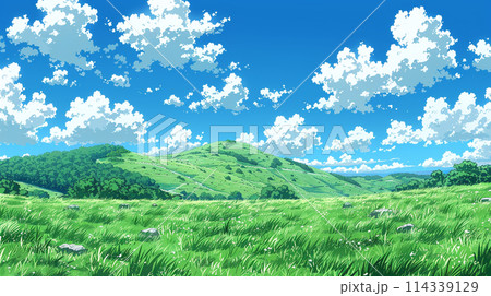 初夏の高原の草原