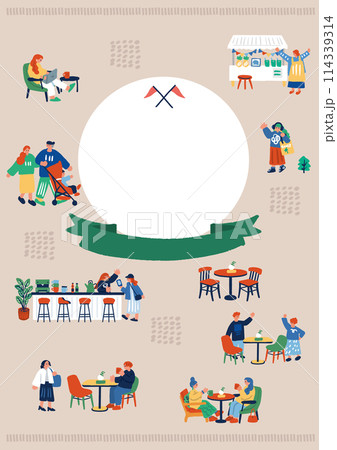 カフェを楽しむ人々のイメージポスター 114339314