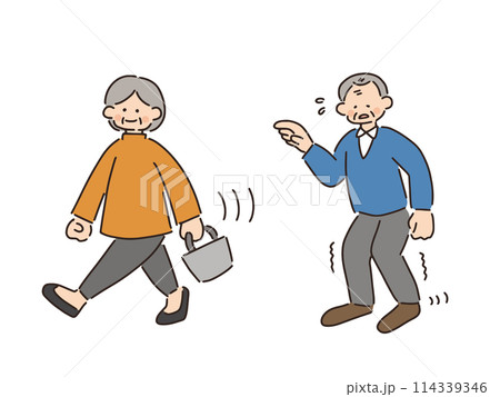 歩行速度が低下したシニア男性のイラスト 114339346