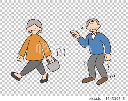 歩行速度が低下したシニア男性のイラスト 114339346