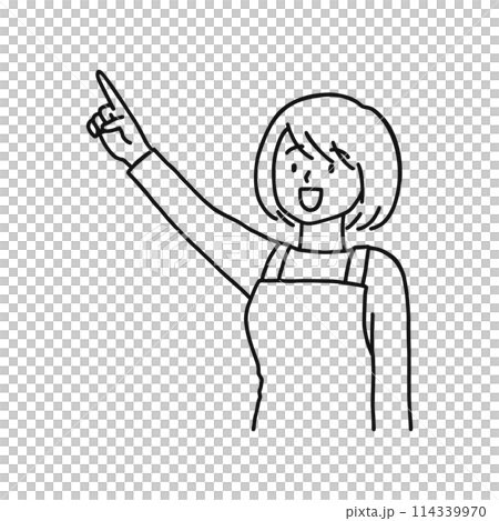 指差しする主婦・線画 114339970