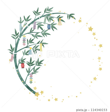 七夕の水彩画風イラストフレーム 七夕の水彩画風イラストフレーム 114340153