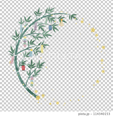 七夕の水彩画風イラストフレーム 七夕の水彩画風イラストフレーム 114340153