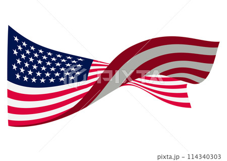 Waving flag. American flag on white background. National flag waving symbol. Banner design element Waving flag. American flag on white background. National flag waving symbol. Banner design element 114340303
