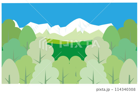緑の綺麗な自然豊かな背景イラスト 114340308