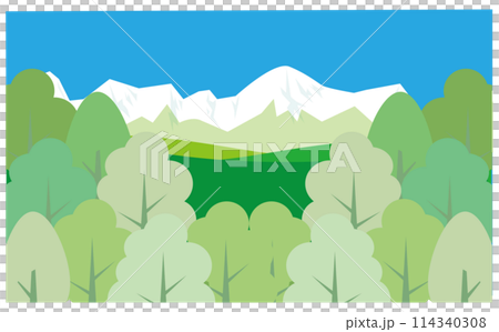 緑の綺麗な自然豊かな背景イラスト 114340308