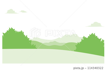 緑の綺麗な自然豊かな背景イラスト 114340322