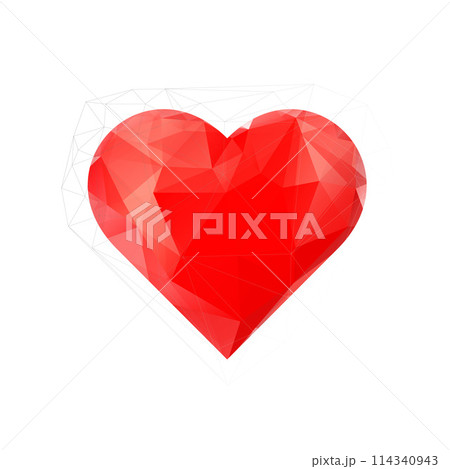 Heart, low poly vector illustration. Symbol of love, geometric drawing of a red heart Heart, low poly vector illustration. Symbol of love, geometric drawing of a red heart 114340943