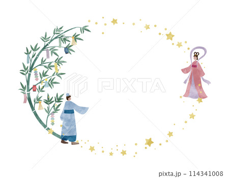 七夕の水彩画風イラストフレーム 114341008