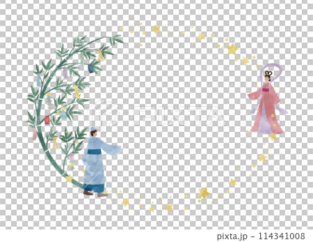 七夕の水彩画風イラストフレーム 114341008