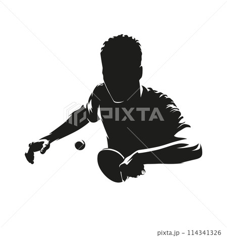 Table tennis player, isolated vector silhouette, man playing ping pong Table tennis player, isolated vector silhouette, man playing ping pong 114341326