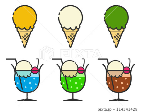 カラフルなアイス・ドリンク系アイコン02 114341429