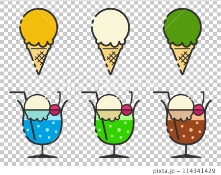 カラフルなアイス・ドリンク系アイコン02 114341429