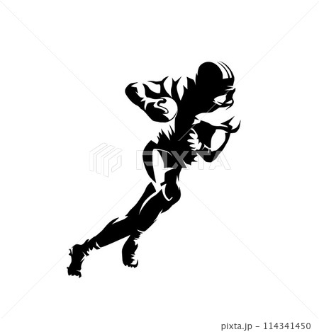 American football quarterback, front view isolated vector silhouette American football quarterback, front view isolated vector silhouette 114341450