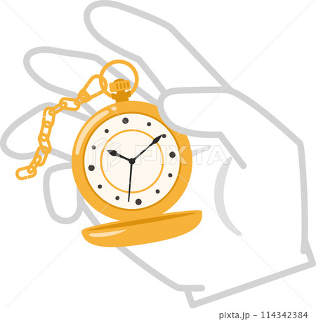 懐中時計を持った手 114342384