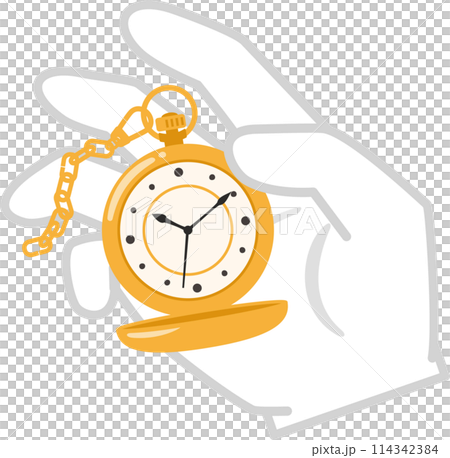 懐中時計を持った手 114342384