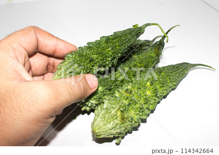 A picture of bitter melon with selective focus 114342664