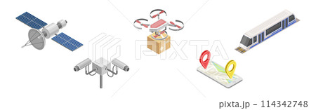 Smart City and Future Cityscape Infrastructure Isometric Vector Set 114342748