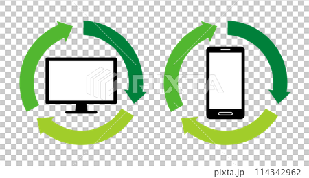 電腦和智慧型手機的回收圖標 114342962
