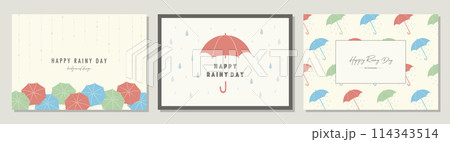 梅雨 傘 RAINY DAY 素材セット フレーム 背景 ベクターイラスト シンプル 梅雨 傘 RAINY DAY 素材セット フレーム 背景 ベクターイラスト シンプル 114343514