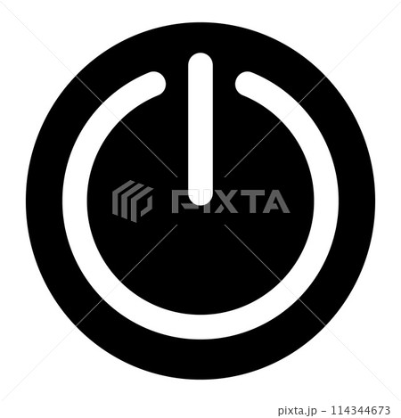 power button icon, black and white vector simple illustration of switch symbol, isolated on white 114344673