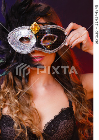 Sensual woman with carnival mask. Sensual woman with carnival mask. 114344848
