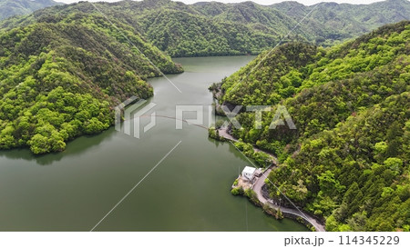 広島県世羅郡【三川ダム】ドローン空撮_MKD_No17 広島県世羅郡【三川ダム】ドローン空撮_MKD_No17 114345229