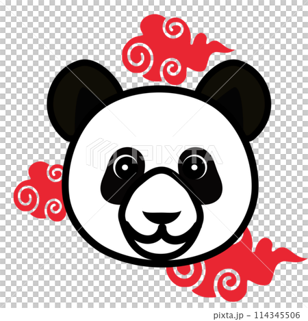 Red cloud and panda face illustration Red cloud and panda face illustration 114345506