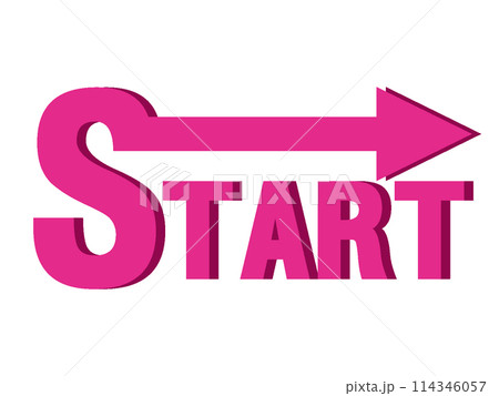 START・スタートの影付きデザイン文字 114346057