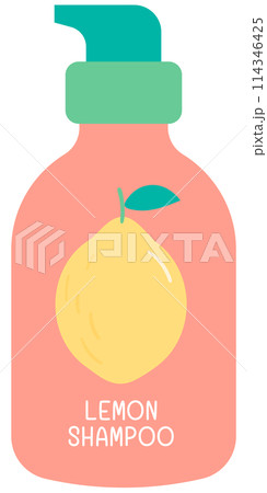Cute and Colorful hand drawn kawaii cosmetic skincare girly elements set lemon shampoo 114346425