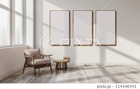 Minimalistic Interior with Blank Frames 114346541