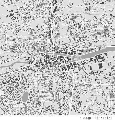 Cork map, Ireland. Grayscale city map, vector streetmap. 114347121