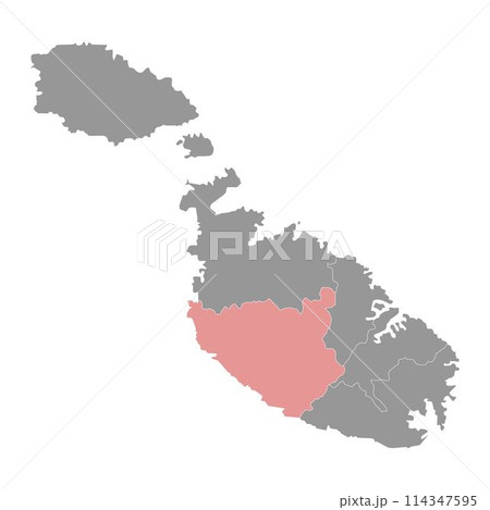 Western District map, administrative division of Malta. Vector illustration. 114347595