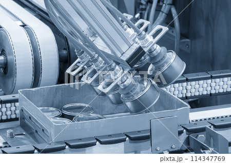 The high technology material handling process in canned food production by robotic system. The high technology material handling process in canned food production by robotic system. 114347769