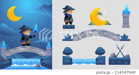 Videogame illustration and icons in flat design 114347940