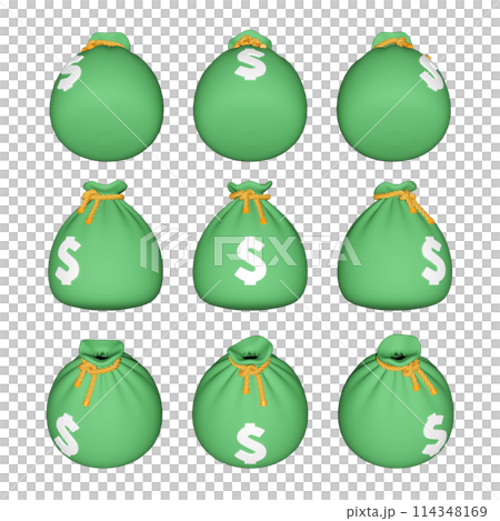 green color money bag cash sack 3D icon illsutration green color money bag cash sack 3D icon illsutration 114348169