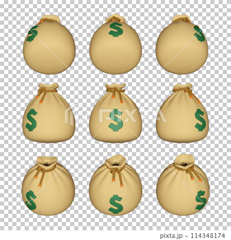 beige color money bag cash sack 3D icon illsutration 114348174