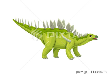 Cartoon Kentrosaurus dinosaur character for kids toy or dino game, vector Jurassic reptile. Funny cute green Kentrosaurus dino with funny smile on face for children prehistoric education or game Cartoon Kentrosaurus dinosaur character for kids toy or dino game, vector Jurassic reptile. Funny cute green Kentrosaurus dino with funny smile on face for children prehistoric education or game 114348289