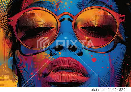 Colorful Pop Art Style Portrait 114348294