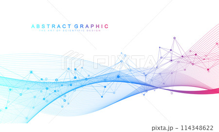Abstract tech network connection dots. Digital technology and big data analysis background. White background with plexus lines. Geometric background with abstract mesh 114348622