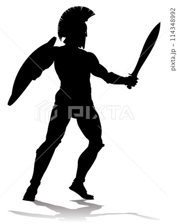 Spartan Silhouette Gladiator Trojan Greek Warrior 114348992