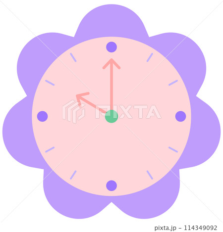 Cute and Colorful hand drawn kawaii girly elements set flower wall clock 114349092