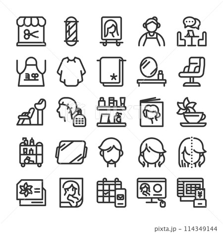 ヘアサロン 店舗運営 アイコン セット 114349144