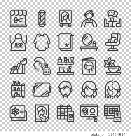 ヘアサロン 店舗運営 アイコン セット 114349144